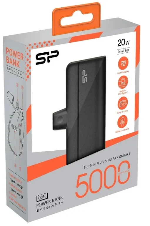 Silicon Power Power Bank QD50 USB-C 5000 mAh MINI black - Image 3