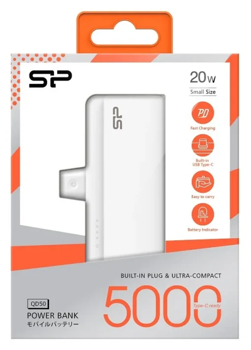 Silicon Power Power Bank QD50 USB-C 5000 mAh MINI white - Image 2