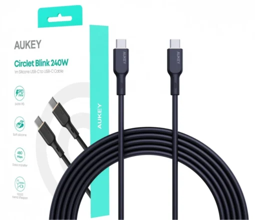 AUKEY CB-SCC241 Circlet Blink Silicone USB C - USB C | 1m | 5A | 240 W PD | 20V