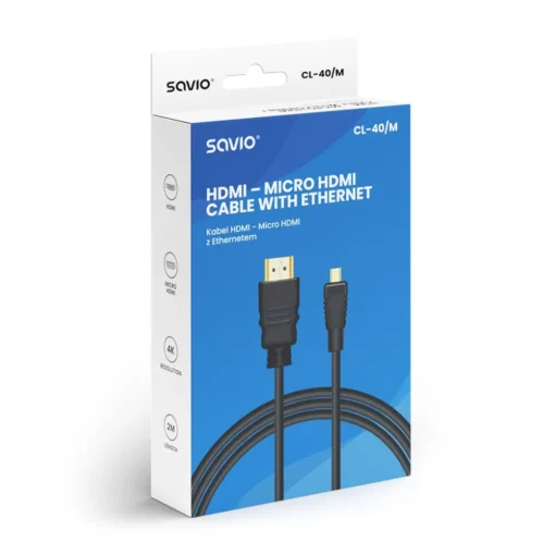 Savio HDMI Cable CL-40M SAVIO, micro HDMI, 2m - Image 2