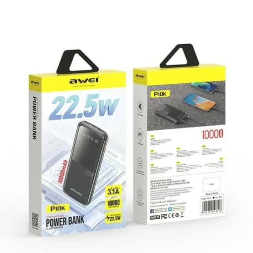 AWEI Powerbank 10000mAh P10K 22,5W 2xUSB + USB-C - Image 3