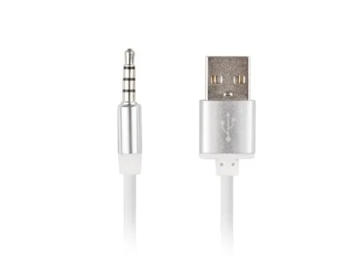 Lanberg Cable for Apple audio USB-A(M) jack(M) 4PIN 3.5mm 1m white 10-pack