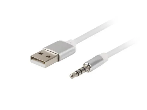 Lanberg Cable for Apple audio USB-A(M) jack(M) 4PIN 3.5mm 1m white 10-pack - Image 2