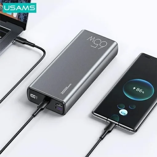 USAMS Powerbank 30000mAh 65W PB59 2xUSB+USB-C Fast - Image 3