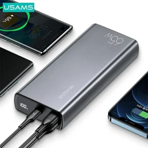 USAMS Powerbank 30000mAh 65W PB59 2xUSB+USB-C Fast - Image 5