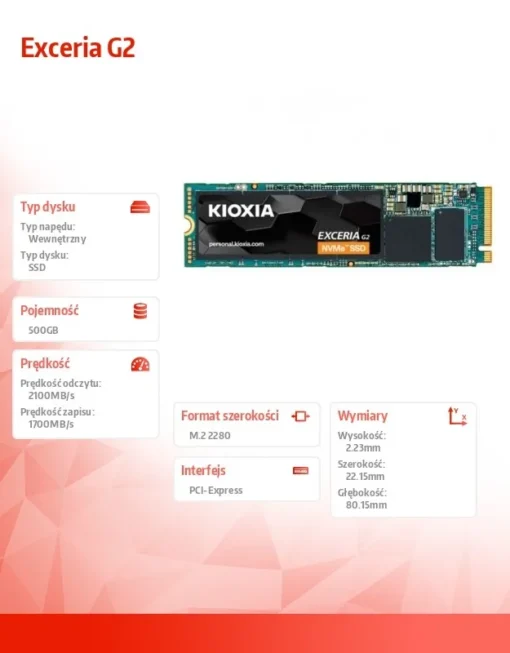 Kioxia SSD Exceria G2 drive 500GB NVMe - Image 4