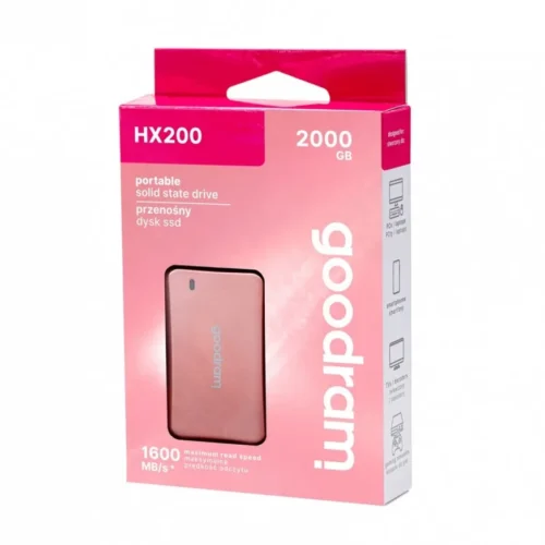 GOODRAM SSD drive HX200 2TB USB-C+A 1600/1500MB/S rose gold
