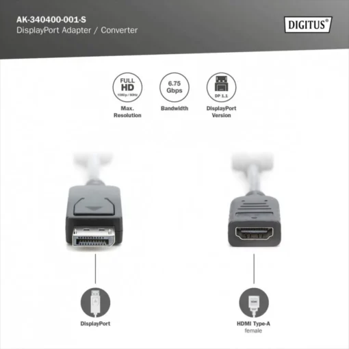 Digitus DP1.1a Cable 0,15m DP/HDMI A M/F - Image 4