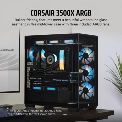 Corsair кутия за компютър 3500X ICUE LINK RGB TG Mid-Tower black - Image 3