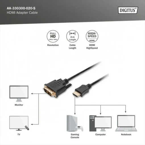 Digitus HDMI 1.3 Cable 2m HDMI A/DVI-D(18+1) M/M - Image 4