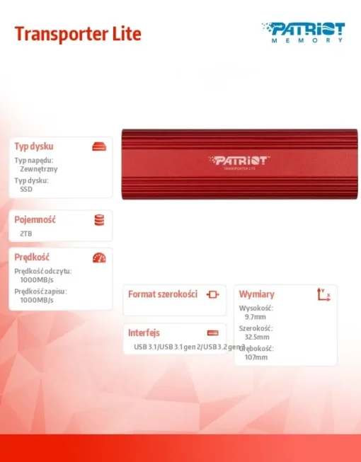 Patriot SSD drive 2TB Transporter Lite 1000/1000 MB/s Type-C - Image 5