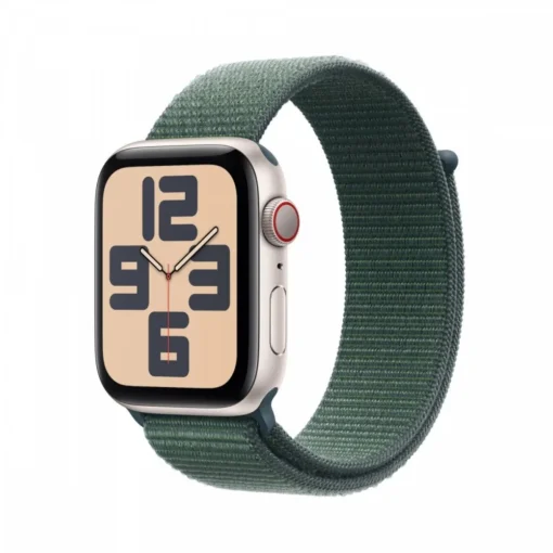 Apple Watch SE GPS + Cellular 44 mm Starlight Aluminium Case with Lake Green Sport Loop