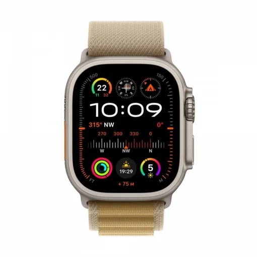 Apple Watch Ultra 2 GPS + Cellular 49 mm Natural Titanium Case with Tan Alpine Loop - Small - Image 2