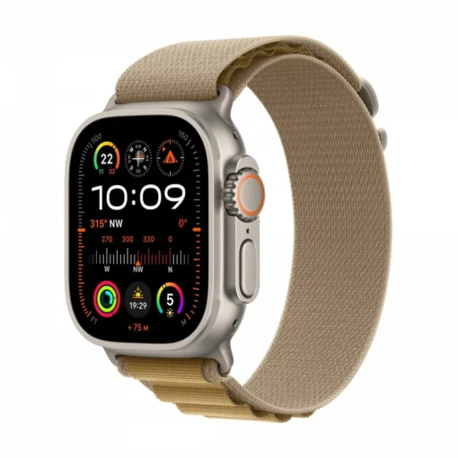 Apple Watch Ultra 2 GPS + Cellular 49 mm Natural Titanium Case with Tan Alpine Loop - Large