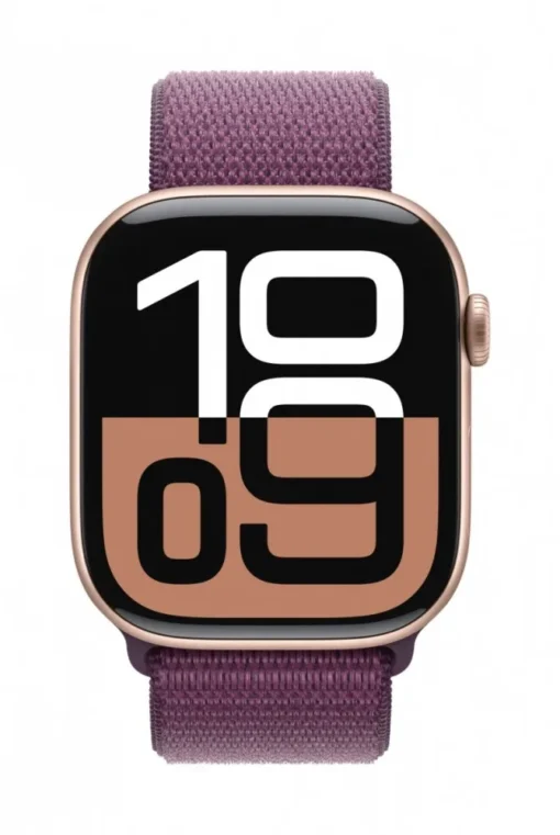 Apple Watch Series 10 GPS 42 mm Rose Gold Aluminium Case with Plum Sport Loop - Image 2