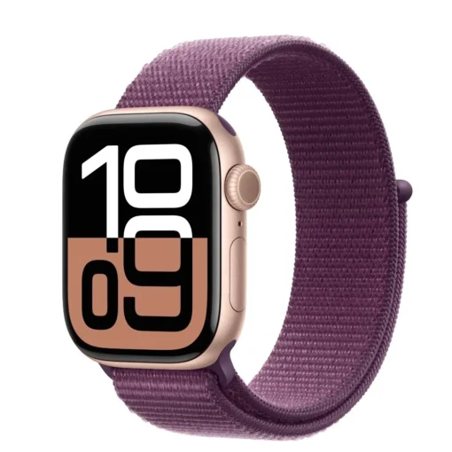 Apple Watch Series 10 GPS 42 mm Rose Gold Aluminium Case with Plum Sport Loop