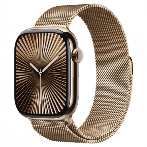 Apple Watch Series 10 GPS + Cellular 46 mm Gold Titanium Case with Gold Milanese Loop - S/M