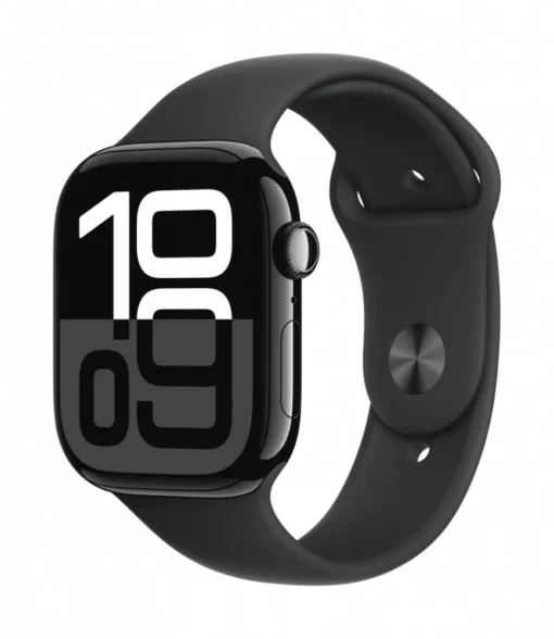 Apple Watch Series 10 GPS + Cellular 46 mm Jet Black Aluminium Case with Black Sport Band - M/L