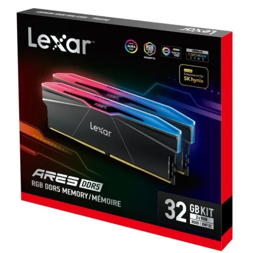 Lexar памет за компютър DDR5 ARES RGB 32GB(2*16GB)/8000 black - Image 2