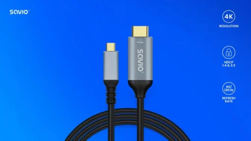 Savio Cable USB-C to HDMI v2.0b, 3m, copper CL-184 - Image 5