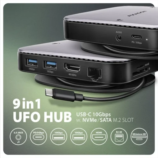 AXAGON HMC-UFO USB hub 9in1 10Gbps HDMI M.2 NVMe LA - Image 2