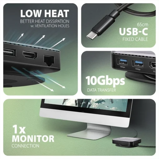 AXAGON HMC-UFO USB hub 9in1 10Gbps HDMI M.2 NVMe LA - Image 5