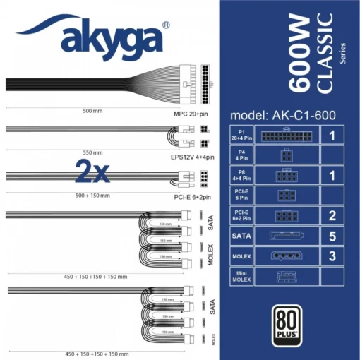 AKYGA AK-C1-600 ATX 600W PRO SERIES - Image 2