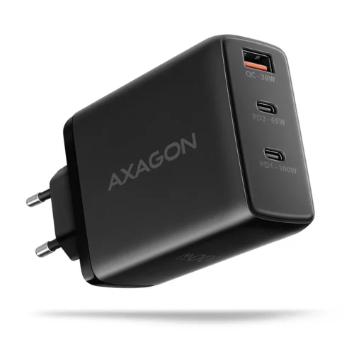 AXAGON ACU-DPQ100 GaN 3xport мрежово зарядно 100W black