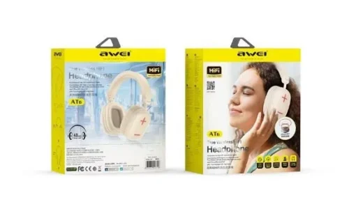 AWEI Bluetooth headphones AT6 off-white - Image 2