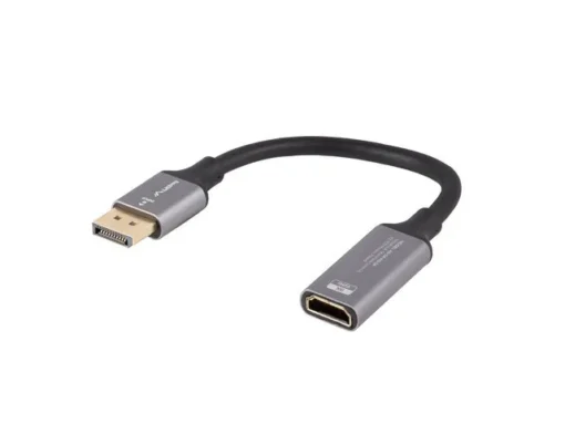 Lanberg Displayport(M)-HDMI(F)8K adapter on a 20cm silver cable