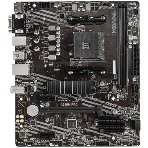 Дънна платка MSI Main Board Desktop A520M PRO (AM4, 2xDDR4, 1xPCI-E X16, 2xPCI-E X1, 4xSATA3, 1xM.2, RAID, 6xUSB3.2 Gen1, 6xUSB2.0, DP, VGA, HDMI, Audio, GLAN) mATX Retail - Image 2