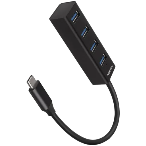 USB хъб AXAGON HUE-M1C 4x USB3.2 Gen 1 MINI hub metal 20cm USB-C cable