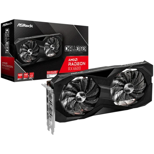 Видео карта ASROCK Video Card AMD Radeon RX6600 Challenger D 8GB GDDR6 128 bit 1xHDMI 3xDP 1.4 power 1x8 pin recommended