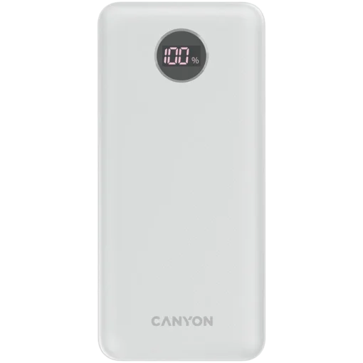 Външна батерия CANYON power bank PB-2002 LED 20000 mAh PD 20W QC 3.0 White