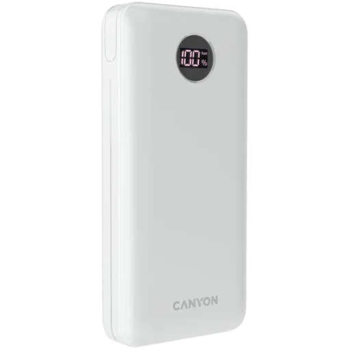 Външна батерия CANYON power bank PB-2002 LED 20000 mAh PD 20W QC 3.0 White - Image 2