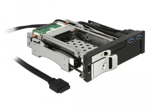 Вътрешно чекмедже Delock 5.25Prime; За 1 x 2.5Prime; + 1 x 3.5Prime; SATA HDD + 2 x USB 3.0