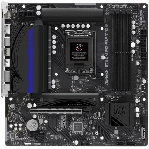 Дънна платка ASROCK MB Desktop B760M PG RIPTIDE (S1700, 4x DDR5, 1x PCIe 4.0 x16, 1x PCIe 4.0 x1, 1x M.2 Key E for Wi-Fi, 1x M.2 Hyper Gen4x4, 4x SATA3, 2x USB-C, 5x USB 3.2, 6x USB 2.0, 1xRJ-45 2.5 Gbit, 1x HDMI, 1x DP, mATX - Image 2