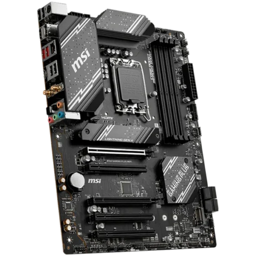 Дънна платка MSI B760 GAMING PLUS WIFI, ATX, Socket 1700, Intel B760 Chipset, Dual Channel DDR5 up to 6800(OC)MHz,5x PCIe x16 slot, 4xSATA 6G, 2x M.2 slot, 2x USB 3.2 Gen 1,4x USB 2.0, 1x HDMI, 1x DP, 2.5G LAN, 7.1 Audio, 3y warranty - Image 2