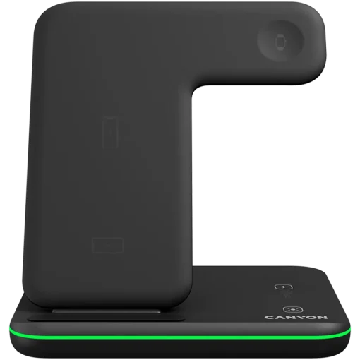 Зарядно за мобилен телефон CANYON wireless charger WS-303 15W 3in1 Black - Image 2