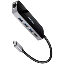 USB хъб Axagon Multiport USB 3.2 Gen 1 hub. HDMI Gigabit LAN and Power Delivery. 20 cm USB-C