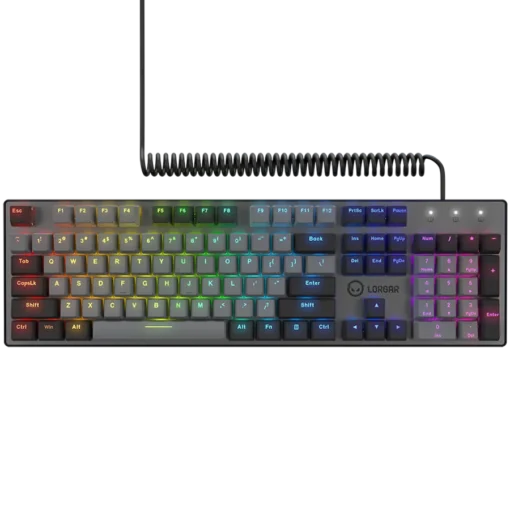 Геймърска клавиатура LORGAR Azar 514, Wired mechanical gaming keyboard, RGB backlight, 1680000 colour variations, 18 modes, keys number: 104, 50M clicks, linear dream switches, spring cable up to 3.4m, ABS plastic+metal, magnetic cover, 450*136*39mm, - Image 2