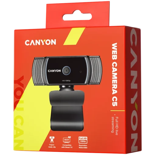 Уеб камера CANYON webcam C5 Full HD 1080p Auto Focus Black - Image 3