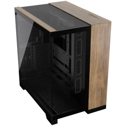 Кутия за компютър Corsair 6500X Tempered Glass Mid-Tower, Black/Walnut Wood - Image 2