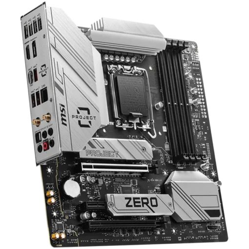 Дънна платка MSI B760M PROJECT ZERO, mATX, Socket LGA 1700, Dual Channel DDR5 7800+(OC)MHz, 2x PCIe x16 slots, 2x M.2 slots, 1x HDMI, 1x DP, 4xUSB 2.0, 3xUSB 10Gbps Type A, 1xUSB 20Gbps Type C, 7.1 HD Audio, 2.5Gbps LAN - Image 2