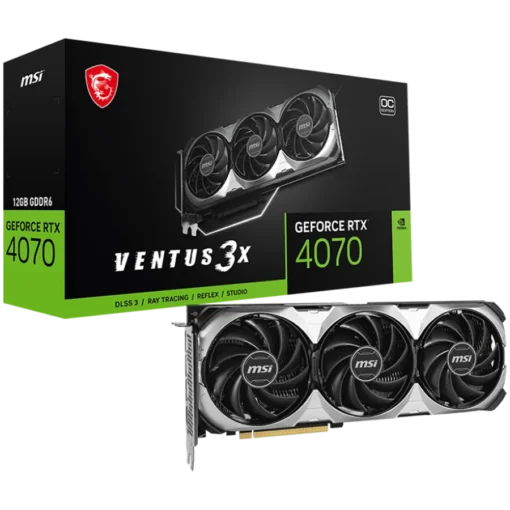 Видео карта MSI Video Card Nvidia GeForce RTX 4070 VENTUS 3X E1 12G OC 12GB GDDR6 192bit Boost: 2505 MHz 5888 CUDA Cores