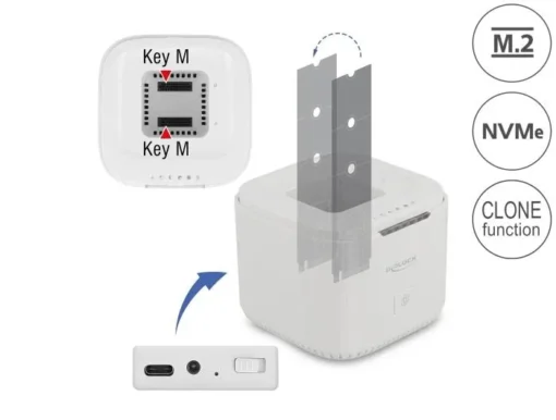 Станция Delock USB-C, За 2 x M.2 NVMe PCIe SSD, Клониране - Image 2