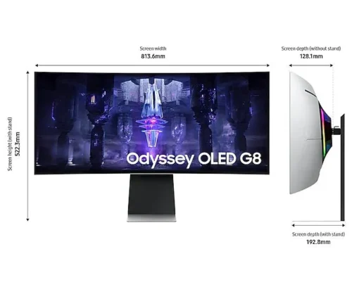 Монитор Samsung Odyssey OLED G8 G85SB 34" CURVED 1800R, 175 Hz, 0.1ms GTG, 3440x1440, 2xUSB-C, Mini DP, Micro HDMI, Speakers, - Image 3