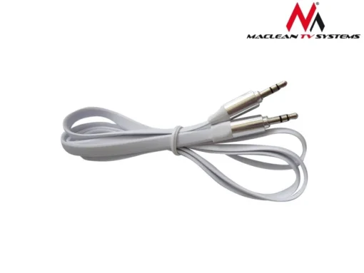 Maclean Cable 3.5mm jack, flat 1m, metal plug, white Maclean MCTV-694 W - Image 2