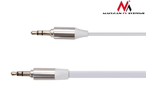 Maclean Cable 3.5mm jack, flat 1m, metal plug, white Maclean MCTV-694 W - Image 3