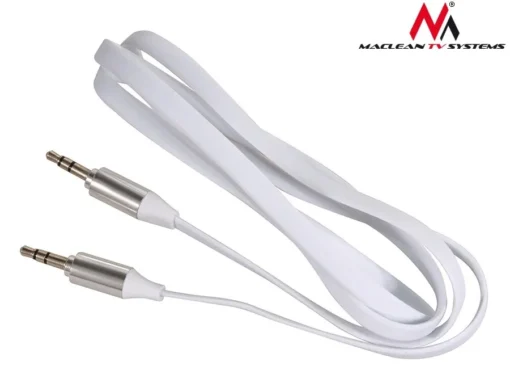 Maclean Cable 3.5mm jack, flat 1m, metal plug, white Maclean MCTV-694 W - Image 4